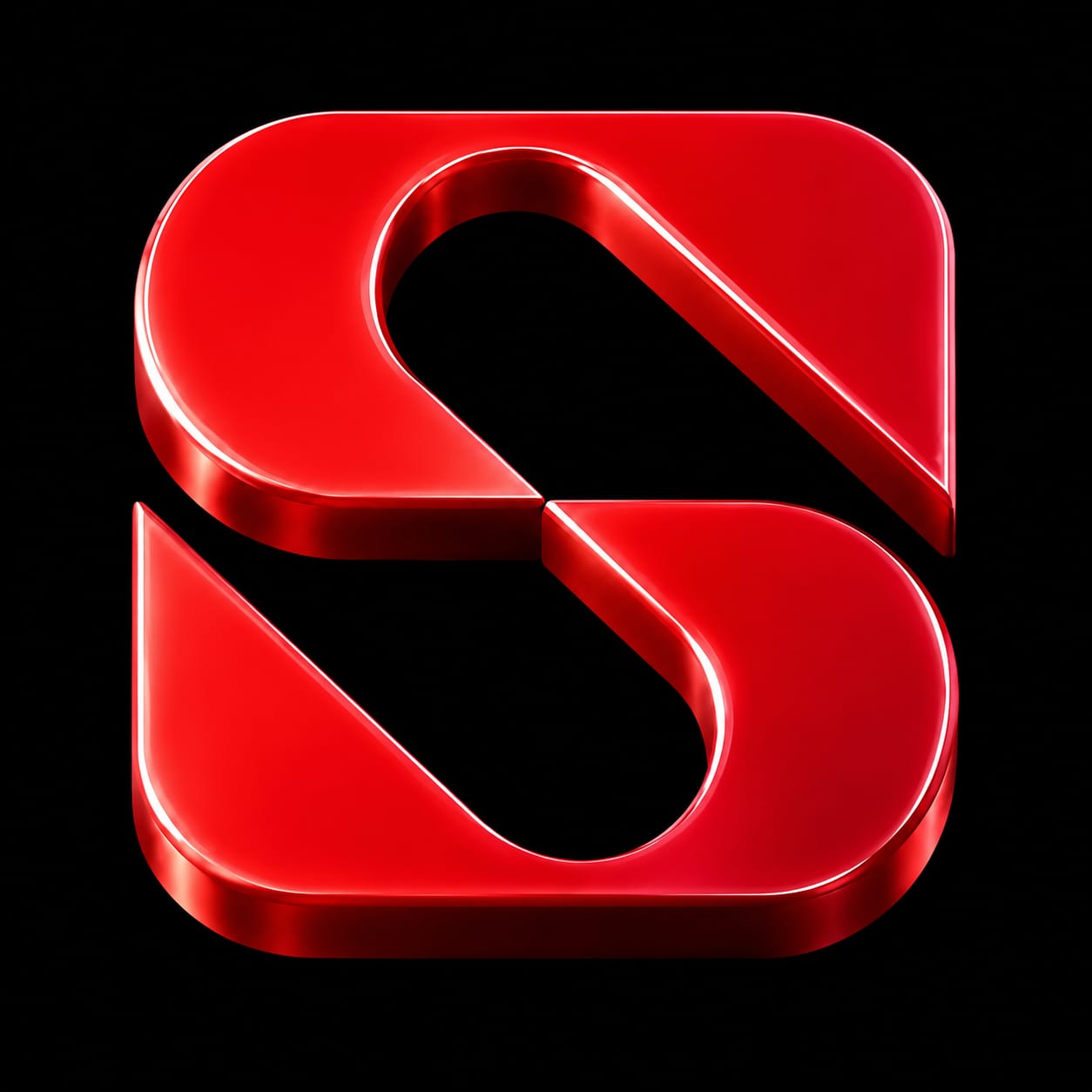 SH7 red 3D logo with glossy finish on black background
